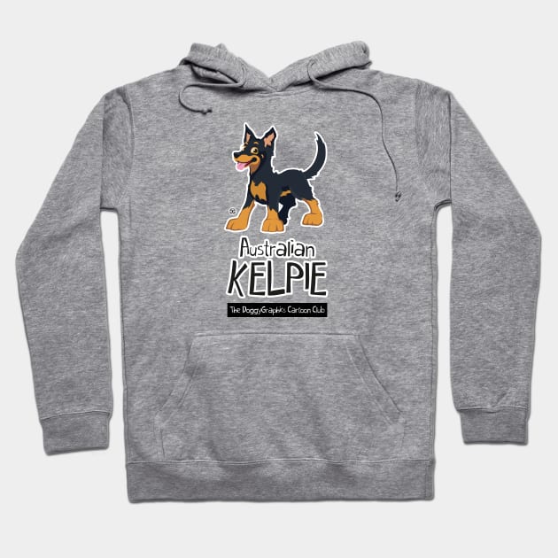 Cartoon Club Kelpie - Black Tan Hoodie by DoggyGraphics